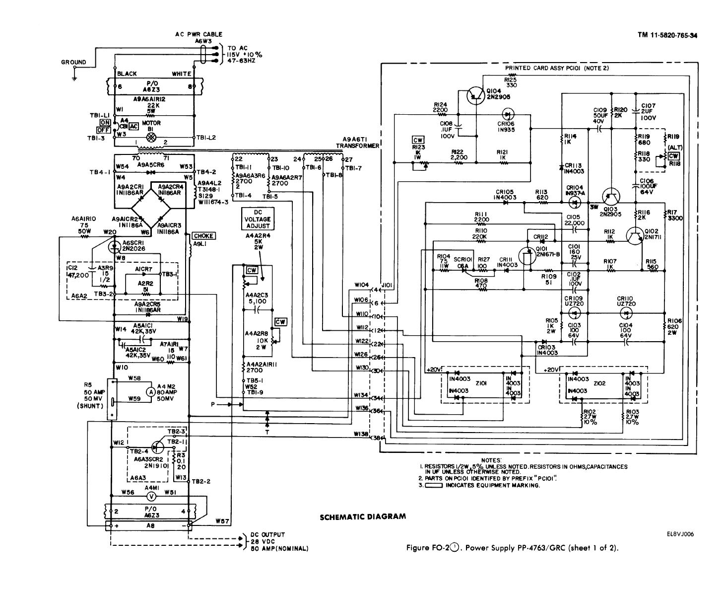 Figure FO-2. Power Supply PP-4763/GRC (Sheet 1 of 2)